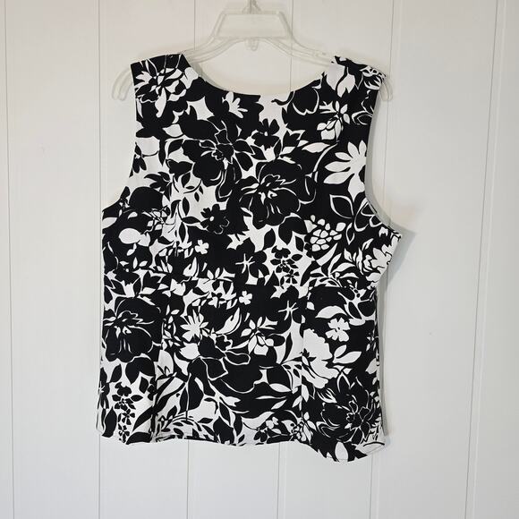 Ann Taylor Floral Linen Top Sleeveless Lined Sweetheart Neck Size 16 - Picture 2 of 11
